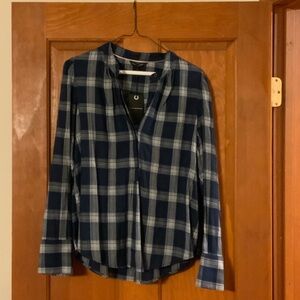 Brand New! Lucky long sleeve Navy and White Plaid Shirt